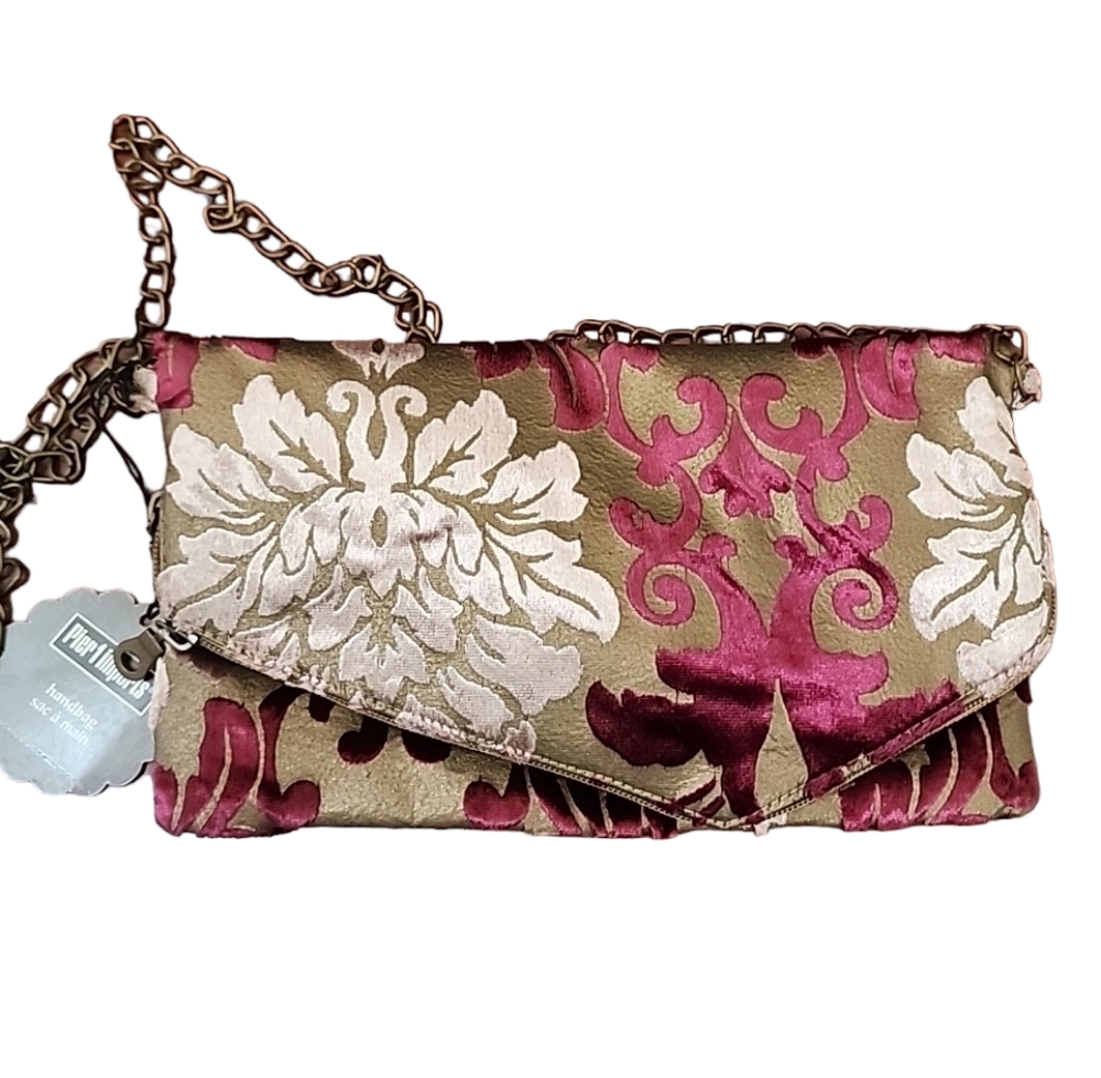 NEW Womens Pier 1 Handbag Purse Satin Flap Foldover Chain Shoulder Bag